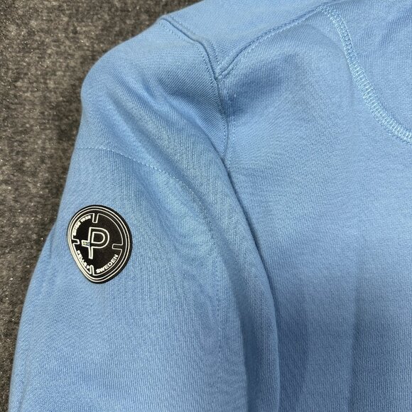 Pelle P Hoodie Womens XS Blue Knit Full Zip Pockets Hood Tie World Champ Logo - Picture 8 of 10